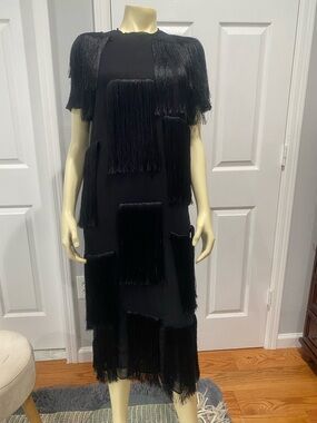Zara collection Fringe  Detail Midi Dress/ Size Small
